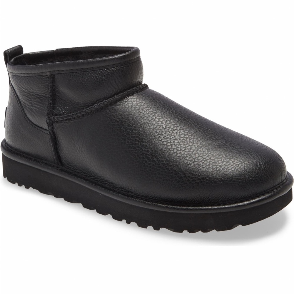 Black Leather Mini Uggs